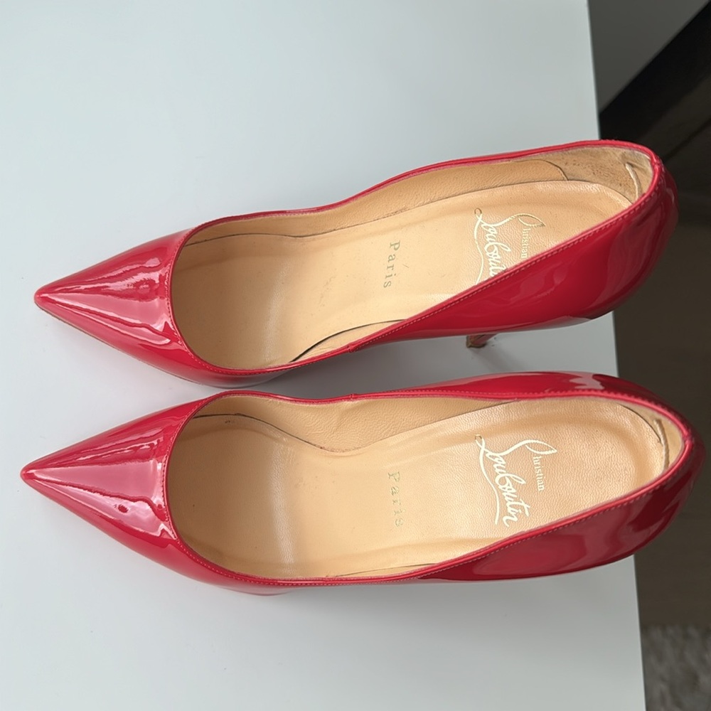 Christian Louboutin Hot Pink Patent Leather Pointed-Toe Pumps - Picture 2 of 15